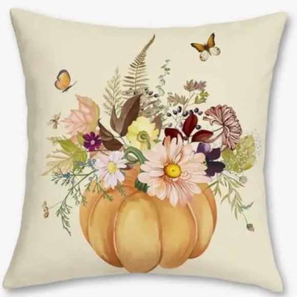 🍂NIP 4/pc/set pumpkins & florals Pillow Covers 🎃PILLOW COVERS ONLY💐 - Picture 4 of 5